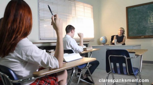 ClareSpanksMen - Cleare Fonda, April Snow, Judy Jolie - Teacher Clare Spanks Naughty Students in Detention