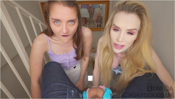 Roxy Cox - Panty Stuffing and Facefucking Lil Sisters - Double Handjob