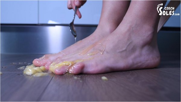 Czech Soles  - Megan - POV foot crushing and feeding you banana with honey - Foot Fetish