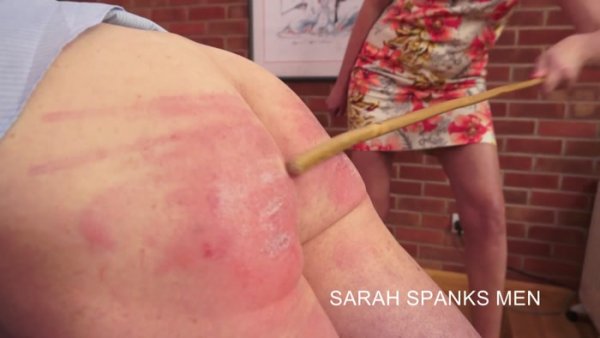 Sarah Spanks Men - James punished with the cane