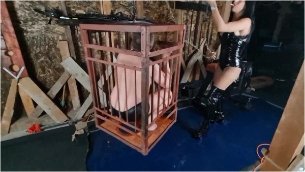 Bizarre Goddesses - Mistress Arisa Sage and Faith pantyhose domination in cage in attic