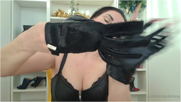 KINKYDOMINA  - Mistress Christine - How Do I Fit My Incredibly Long Nails Into Leather Gloves - Watch And Be Amazed
